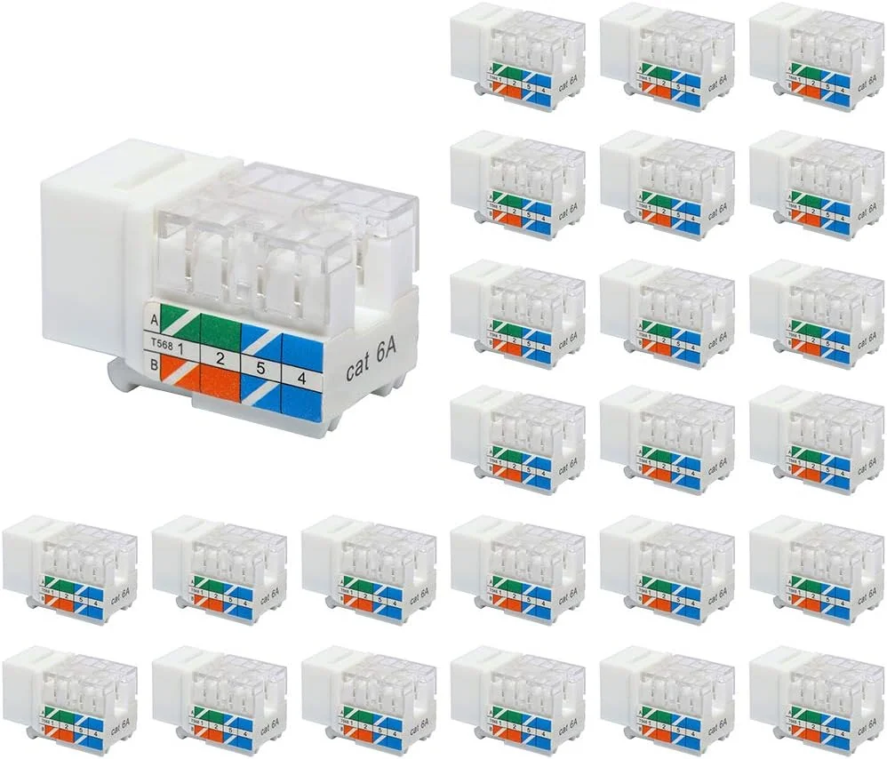 VCE حزمة 25 قطعة مآخذ Keystone RJ45 Cat6A بزاوية 90 درجة