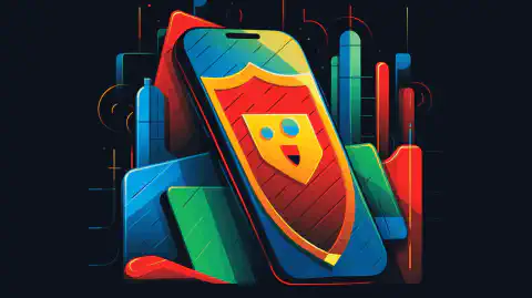 رسم توضيحي كرتوني ملون يعرض جهاز Google Pixel مع درع يرمز إلى ميزات الخصوصية والأمان المحسّنة.