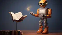 روبوت مبسط وودود يشرح اختصارات التقنية لمبتدئ بحماس.